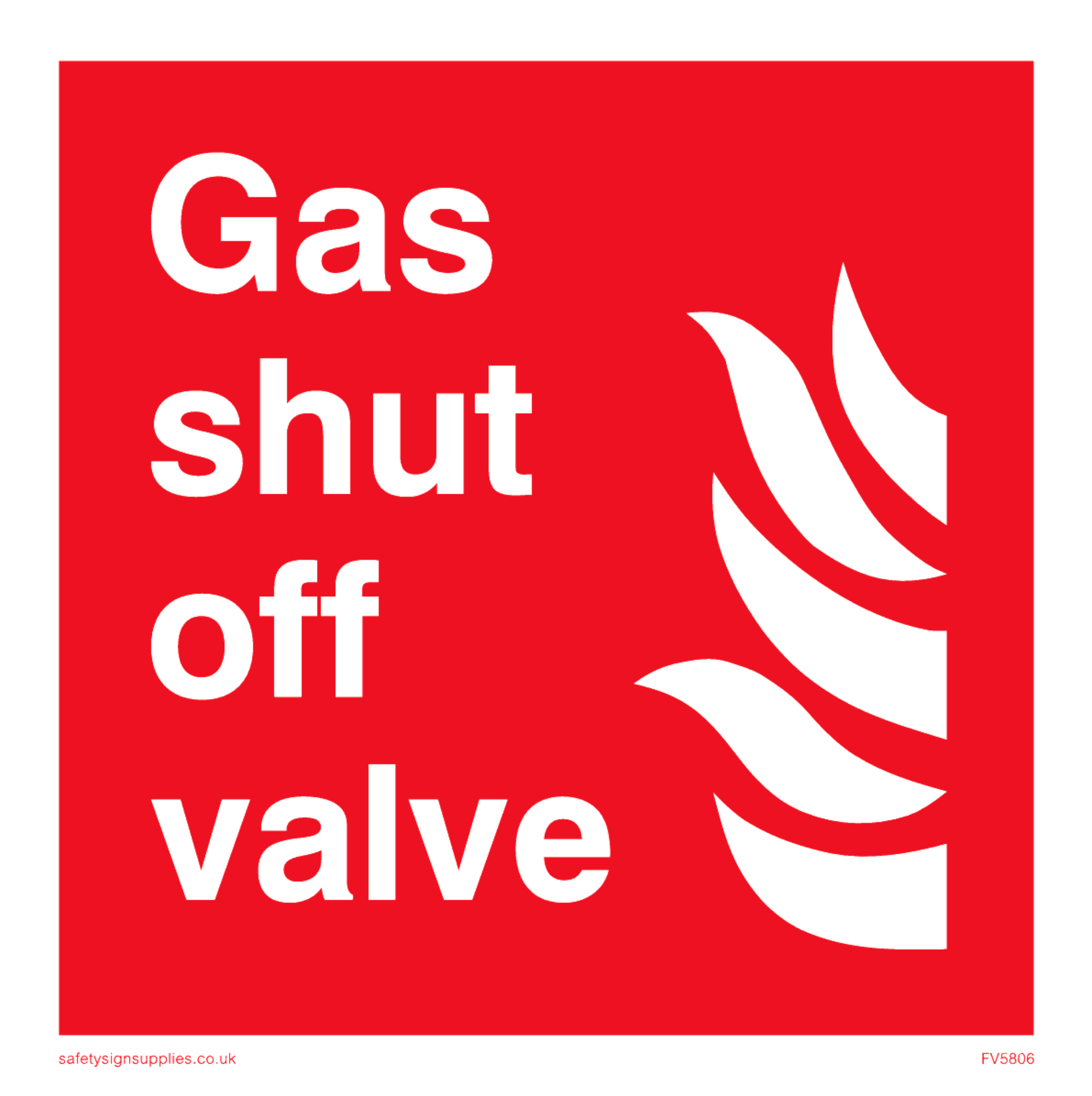 Gas shut off valve sign from Safety Sign Supplies