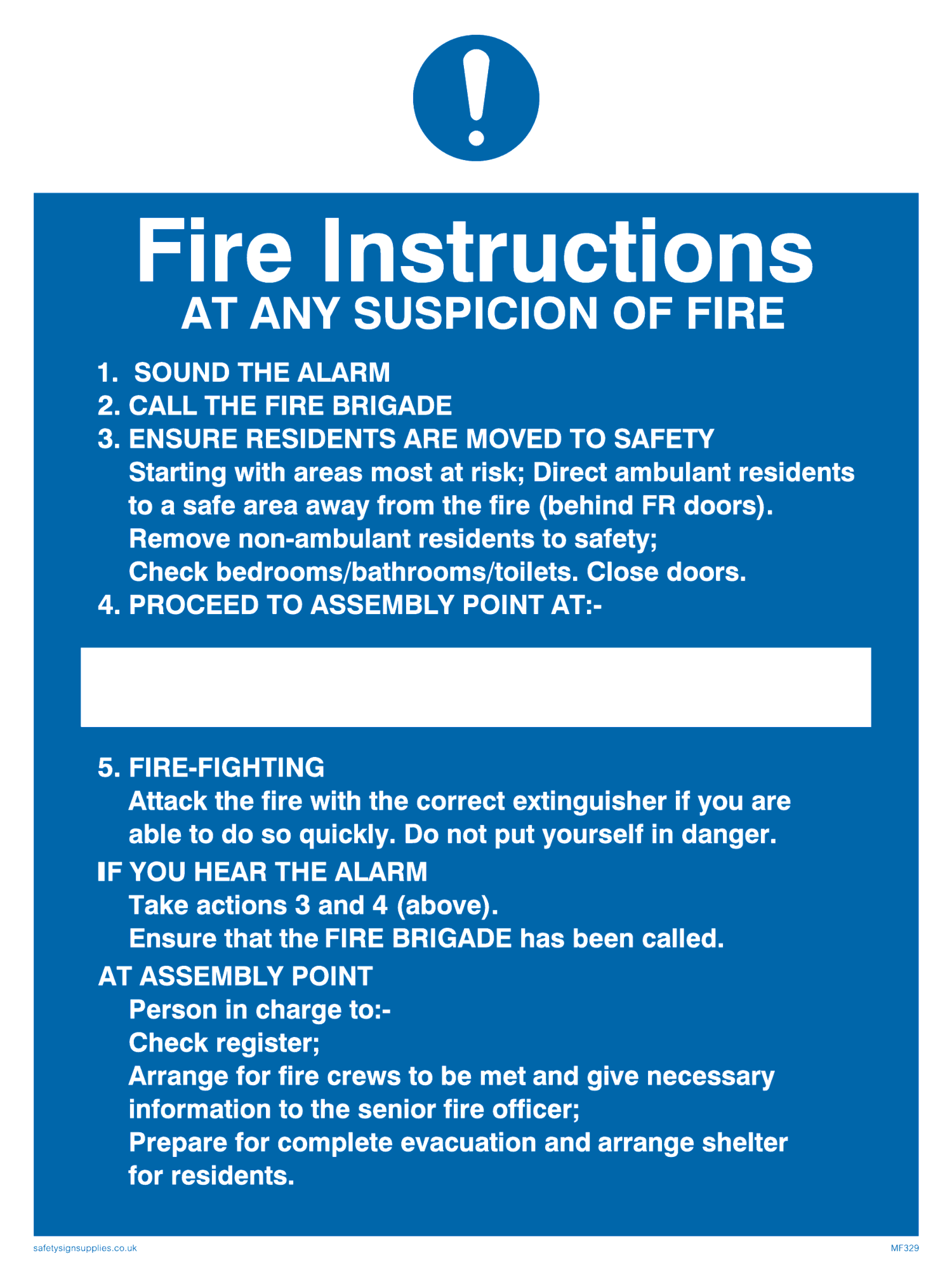 Fire Instructions For Residential Buildings From Safety Sign Supplies Fire Instructions For Residential Buildings From Safety Sign Supplies