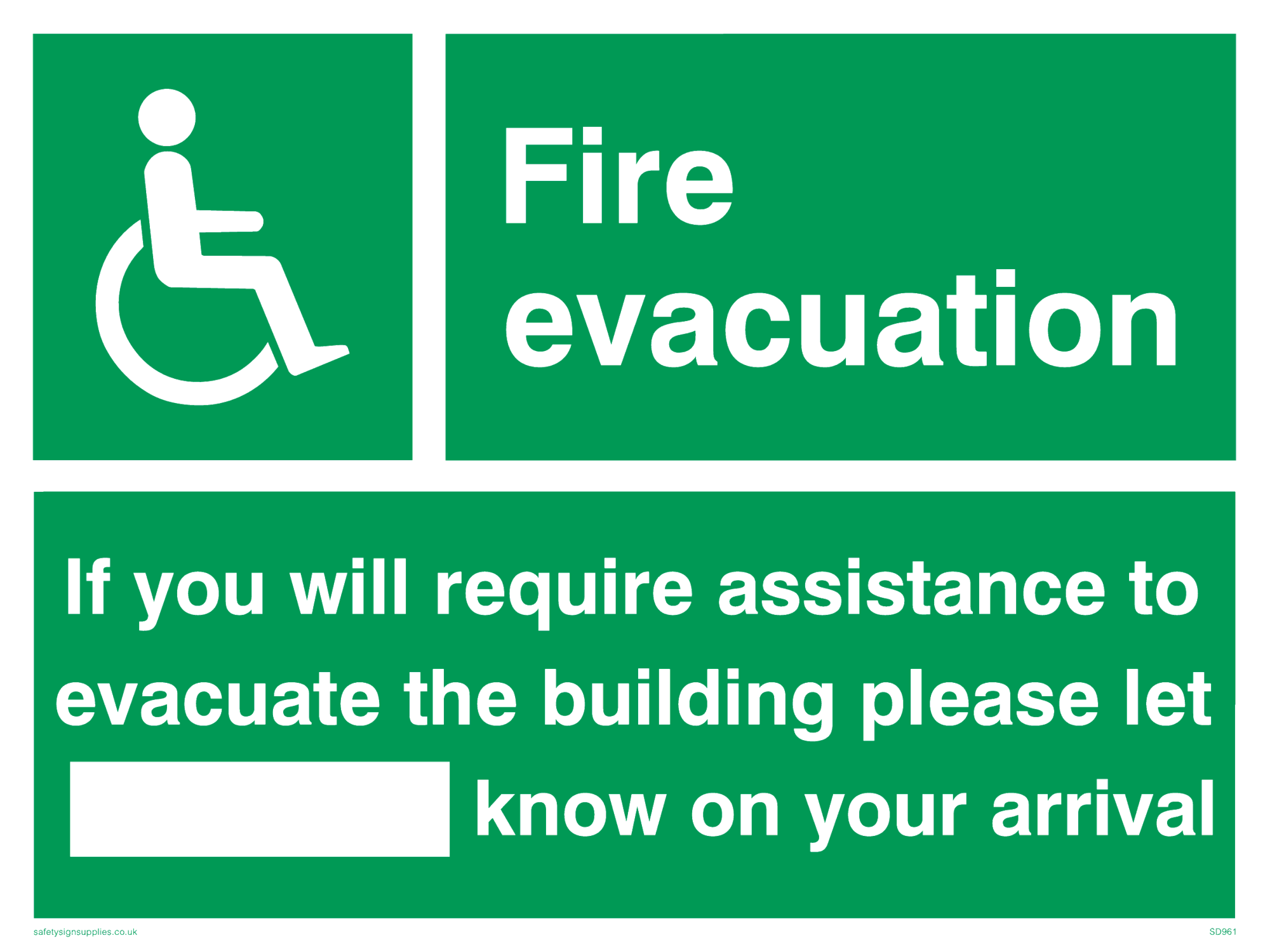 Fire evacuation for wheelchair users from Safety Sign Supplies