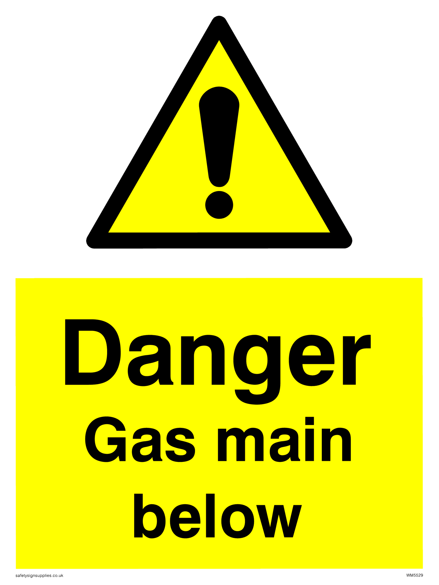 Danger Gas main below from Safety Sign Supplies