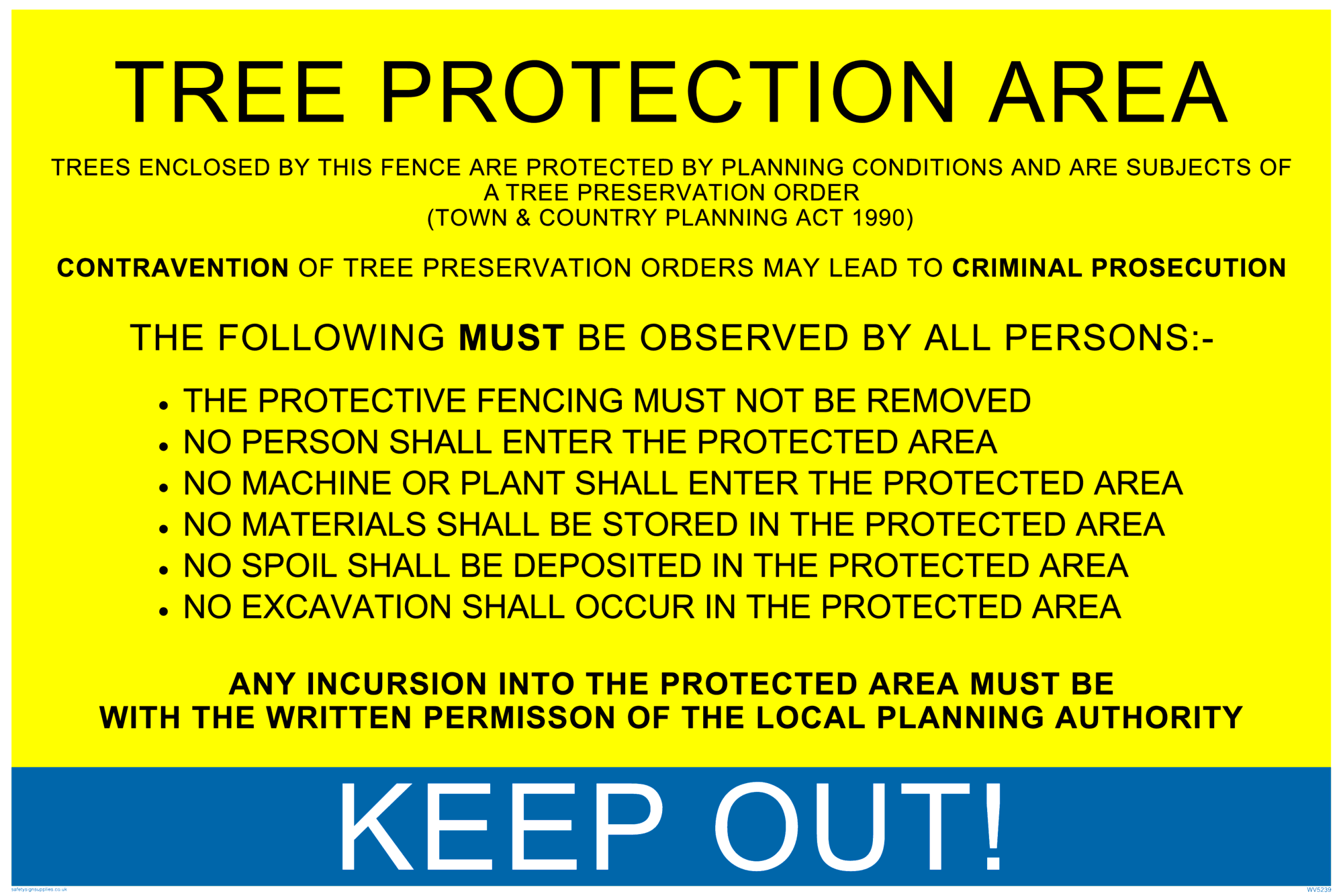 Tree Protection Order from Safety Sign Supplies