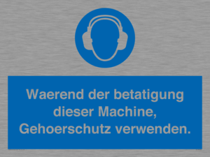 Waerend der betatigung dieser Machine, Gehoerschutz verwenden. 
