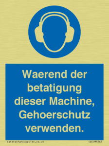 Waerend der betatigung dieser Machine, Gehoerschutz verwenden. 
