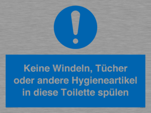 Keine Windeln, Tücher oder andere Hygieneartikel in diese Toilette spülen 