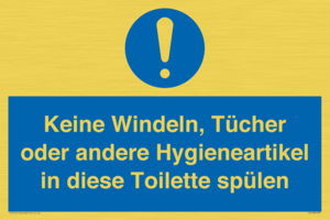 Keine Windeln, Tücher oder andere Hygieneartikel in diese Toilette spülen 