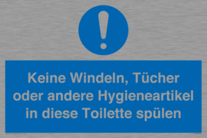 Keine Windeln, Tücher oder andere Hygieneartikel in diese Toilette spülen 