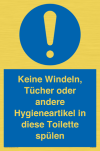 Keine Windeln, Tücher oder andere Hygieneartikel in diese Toilette spülen 