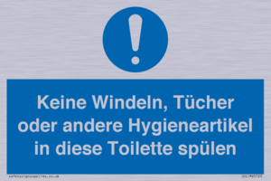Keine Windeln, Tücher oder andere Hygieneartikel in diese Toilette spülen 