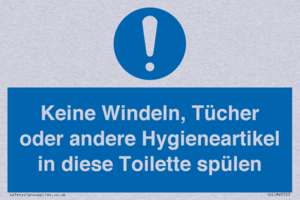 Keine Windeln, Tücher oder andere Hygieneartikel in diese Toilette spülen 