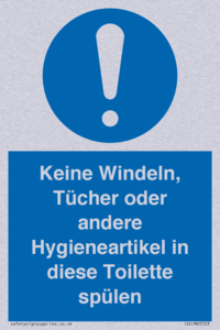 Keine Windeln, Tücher oder andere Hygieneartikel in diese Toilette spülen 