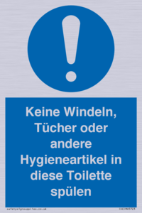 Keine Windeln, Tücher oder andere Hygieneartikel in diese Toilette spülen 