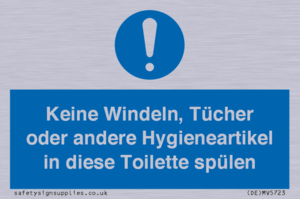 Keine Windeln, Tücher oder andere Hygieneartikel in diese Toilette spülen 