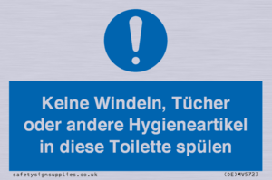 Keine Windeln, Tücher oder andere Hygieneartikel in diese Toilette spülen 