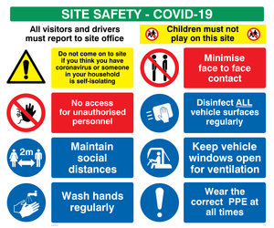 Site safety board - Covid 19