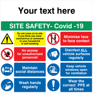 Custom Site Safety Board - Covid-19