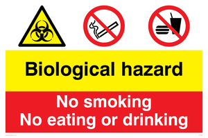 Biological hazard & no smoking, eating or drinking