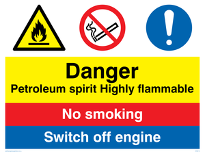 Petrol spirit flammable sign