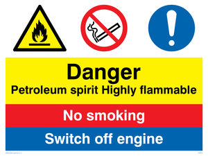 Petrol spirit flammable sign