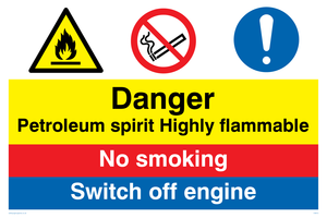 Petrol spirit flammable sign