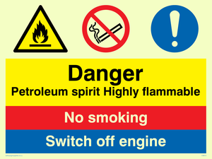 Petrol spirit flammable sign