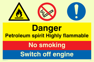 Petrol spirit flammable sign