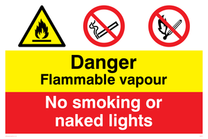 Flammable vapour no smoking