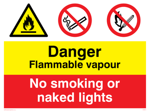 Flammable vapour no smoking