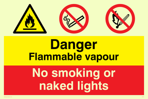 Flammable vapour no smoking
