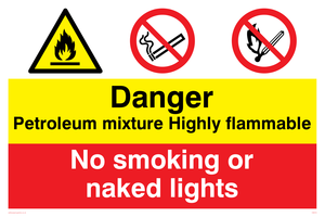 Petrol mixture flammable sign