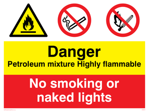 Petrol mixture flammable sign