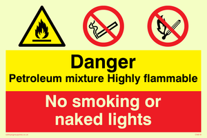 Petrol mixture flammable sign