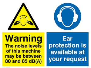 Machine noise between 80-85 db from Safety Sign Supplies