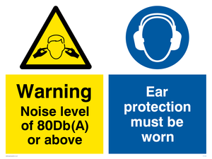 80Db Noise warning Ear protectors must be worn sign 