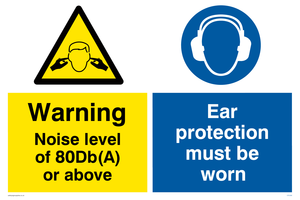 80Db Noise warning Ear protectors must be worn sign 