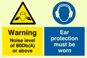 80Db Noise warning Ear protectors must be worn