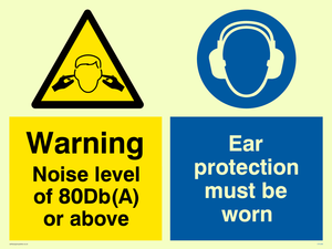 80Db Noise warning Ear protectors must be worn