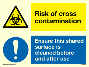 Dual sign Risk of cross contamination Ensure this shared surface is cleaned before & after use