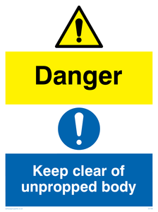danger keep clear of unpropped body