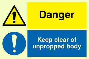 danger keep clear of unpropped body