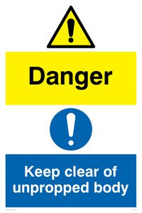danger keep clear of unpropped body