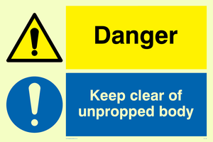 danger keep clear of unpropped body