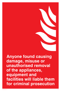 Damage or misuse to fire equip