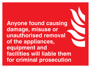 Damage or misuse to fire equip