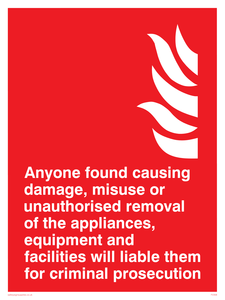 Damage or misuse to fire equip
