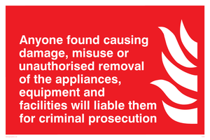 Damage or misuse to fire equip