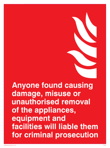 Damage or misuse to fire equip