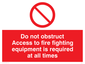 Do not obstruct fire equipment