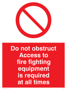 Do not obstruct fire equipment