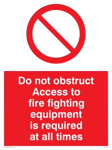 Do not obstruct fire equipment