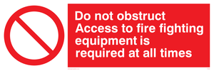 Do not obstruct fire equipment
